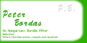 peter bordas business card