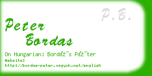 peter bordas business card